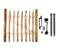 BOGATECO Alto Cancello Giardino in Legno | Larghezza: 100 cm | Altezza: 80 cm | Distanza tra i Picchetti di Recinzione 6-7 cm | Include Cerniere e Accessori | Porta Si Apre a Destra |