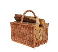 BOGATECO Cestino in vimini con manico quadrato | Cestino per camino 45X30X30 | Tessuto a mano | Cestino in legno rivestito di iuta | Cestino per legna da ardere