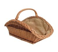 BOGATECO Cestino in vimini con manico, rettangolare, 60 x 40 x 28 cm, tessuto a mano, massiccio, cestino in legno rivestito in iuta, cestino per legna da ardere, bicolore