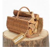 BOGATECO Cesto in vimini con manico | Cesto per legna da ardere 50x35x25 | Tessuto a mano | Cesto in legno con rinforzo