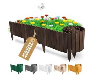 BOGATECO Rollborder Steccato in Legno, Lunghezza 200 cm e 20 cm di Altezza Abete | Recinzione da Giardino, per segnare i sentieri e i confini di aiuole, Prati | Flessibile, Impregnato | Marrone Scuro