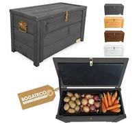 BOGATECO Scatola da giardino in legno con coperchio, contenitore termico, per conservare frutta e verdura, 55 l, scomparti regolabili 79 x 46 x 39 cm