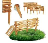 BOGATECO Set di 3 recinzioni da giardino in legno di nocciola, 60 cm x 20 cm, bordatura da prato, recinzione a doghe, ideale come bordo per aiuole o sentiero, colore: marrone