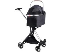 BOGAZY Pets Passeggino Passeggino Pieghevole per Cani E Gatti per Cani di Taglia Media E Piccola Passeggino per Gatti Cestino Portaoggetti Staccabile per Cucciolo Passeggino Gatti Cani(Black)