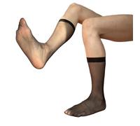 BOGEEL Calzini da uomo in nylon velato, extra sottili, per abiti da lavoro, elastici, trasparenti, per abito formale sopra il polpaccio, calze in nylon
