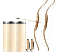 Bogenkönig Arco e Frecce per Bambini Legno - Set da 2 - Arco in Legno con Accessori per Bambini e Principianti - 20 Frecce per Arco e 2 Faretre - Arco e Frecce Professionale per Bambini 10 Anni