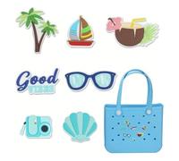Bogg - Charm da spiaggia, accessorio da spiaggia, accessorio per borsette, decorazione per borsa da spiaggia, inserti in gomma PVC per borse da spiaggia (confezione da 7)