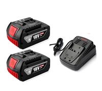 BOGJFC 18V 10Ah Li-Ion Compatibile Con Bosch Ricaricabile Sostitutiva BAT609 BAT618 BAT619 1/2/3/4PCS Con Caricabatterie Leggera 550G 18650 Compatto(2PCS-chargerX1)