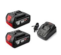 BOGJFC 18V 12Ah Batteria Li-Ion Compatibile Con Bosch Utensili Elettrici BAT609 BAT618 BAT619G 18650 550g Ricaricabile Con Opzione Caricatore(2PCS-chargerX1)