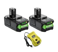 BOGJFC Batteria Li Ion 18V 6Ah Pack Compatibile Con Ryobi P108 Sostituzione Per P113 P114 P116 P117 P118 P119 P125 Utensili Senza Fili Trapano Sega Avvitatore(2 battery 1 charger)