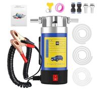 BOGJFC Pompa Trasferimento Olio Portatile 12V 100W 1-4L/Min Estrattore Elettrico Sifone Per Auto Moto Barca Corpo Metallico Con 3 Tubazioni Pinze Batteria