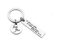 Bogoo Drive Safe Portachiavi in acciaio inox per conducenti, regalo per San Valentino e festa del papà, con incisione "Drive Safe I Need You Here with Me", unisex, Argento, M