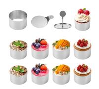 Bogoro 10 Pezzo Set di Coppapasta,Set di Anelli per Torta Rotondo in Acciaio Inossidabile,Coppapasta tondi,per Torta Mousse Ciambella budino di Pane Palle di Riso Dessert