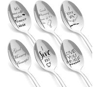 Bogoro 6 cucchiaini personalizzati, cucchiaio nutella, cucchiai incisi al laser, cucchiaino inciso, cucchiaino da dessert, cucchiaio con messaggio d'amore, regalo di compleanno donna