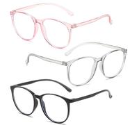 Bogoro Occhiali Filtro Luce Blu 3PC Senza Vista Blocco Luce Blu Occhiali, Anti Luce Blu Filtro Unisex per Schermo Computer alla Moda per Alleviare la Stanchezza (Nero&Grigio&Rosa)