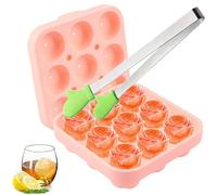 Bogoro Stampo per Cubetti di Ghiaccio in Silicone a Forma di Rosa con Coperchio, Forme Senza BPA per Alcolici Cocktails Whisky (Rosa)