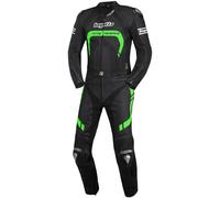 Bogotto Assen Abito moto due pezzi in pelle, nero/verde, Taglia 50