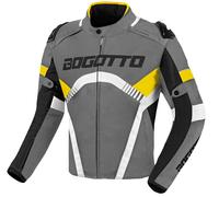 Bogotto Boomerang Giacca tessile moto impermeabile, grigio/giallo, Taglia XL