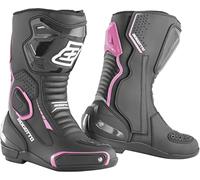 Bogotto Carta Race Stivali da moto da donna traforati, nero/bianco/rosa, 36