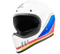 Bogotto FF980 EX-R Caferacer Casco da Croce, bianco-rosso-blu, taglia M per donne