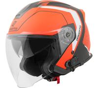 Bogotto H586 BT Illus Casco jet Bluetooth, nero opaco/arancione, Taglia XL