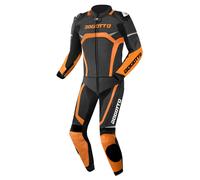 Bogotto Misano Tuta in pelle da moto a due pezzi, nero/arancione, Taglia 48