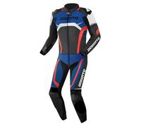 Bogotto Misano Tuta in pelle da moto a due pezzi, nero/bianco/rosso/blu, Taglia 46