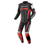 Bogotto Misano Tuta in pelle da moto a due pezzi, nero/rosso, Taglia 48