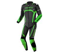 Bogotto Misano Tuta in pelle da moto a due pezzi, nero/verde, Taglia 50
