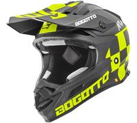 Bogotto V328 Xadrez Carbon Casco da motocross, nero/giallo, Taglia M