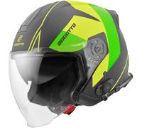 Bogotto V586 Detri BT Casco Bluetooth Jet, nero-verde, taglia XS per maschi
