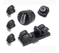 Bohaner 6 interruttori per alzacristalli per fari, per VW Jet.t/a Golf GTI MK5 MK6 Passat CC 3C Tiguan, cromato 5ND959857 5ND959855 5ND941431B 5ND959565A