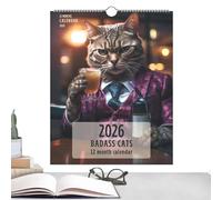 Bohany Calendario da parete 2026, divertente gatto 2026, 12, forniture per la gestione personale del per casa, scuola, ufficio, camera da letto, dormitorio