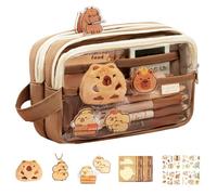 Bohany Capybara Astuccio, Capybara, Astuccio, Capybara, Astuccio estetico, trasparente, con scomparti, con ampia apertura, borsa per il trucco portatile, set, vedi descrizione, Vedi descrizione