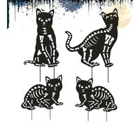 Bohany Cat Silhouette Yard Decor, Stakes Cat per esterni | Set di 4 decorazioni per animali in metallo | Statue di resistenza agli agenti atmosferici per gli amanti dei gattini