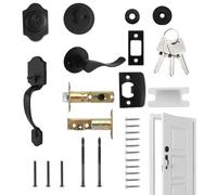 Bohany Set di maniglie per porta d'ingresso e catenaccio | Antifurto in lega di alluminio Set di serratura per porta d'ingresso, per la sicurezza 'ingresso all'esterno, cortile, balcone, bagno