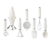 Bohany Set di utensili da cucina, set di da cucina con portautensili, grattugia economa, frusta e scolapiatti, per pasticceria, casa, campeggio, vacanze, preparazione pasto