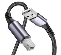 Bohconn Cavo per stampante USB [2 M] USB A a B in nylon intrecciato per scanner USB 2.0 tipo B per HP, Brother, Dell, Canon, Epson, Lexmark, Xerox, Samsung e scanner, ecc., nero