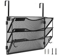 BOHDK Organizer da parete con 3 tasche, organizer per documenti da parete, in rete staccabile, con pannello per etichette, 2 ganci, montaggio a parete e porta da appendere per casa e ufficio