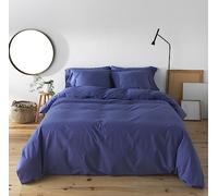BOHEME Copripiumino Lisa blu 100% cotone 200 fili, letto da 105 cm