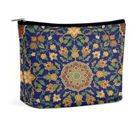Bohemia - Borsa per il trucco in PU di grande capacità, organizer da viaggio per cosmetici con chiusura a cerniera, astuccio per articoli da toeletta resistente all'acqua per uso quotidiano, custodi