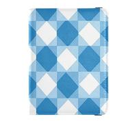Bohemia Europa Gingham Pattern Blu Cuoio decorativo Passaporto Titolare Copertura Documenti di Viaggio Organizer Protector Passaporto Caso Documenti di Viaggio Portafoglio Ultra Sottile, Boemia Europa