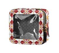 Bohemia India Rosette Pattern Rosso Floreale Trasparente Trucco Organizer Bag Cosmetici Borse Portatile Make Up Organizer per le Donne