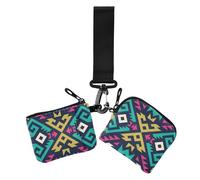 Bohemia Tribe - Portafogli da donna, motivo geometrico, semplice, doppio, porta biglietti da visita, sottile, staccabile, con tasca portamonete con cerniera, per lavoro e viaggi, 2 pezzi