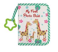BOHEMIABY Album fotografico morbido per bambini, contiene foto da 10,2 x 15,2 cm, My First Photo Album con specchio di sicurezza, set regalo (giraffa)