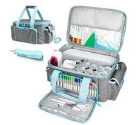BOHEMIABY Custodia per il trasporto, comodo organizer da viaggio con divisori per accessori e forniture varie, borsa per custodie, robusto tessuto Oxford (grigio blu)
