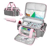BOHEMIABY Joy - Custodia da trasporto per utensili da taglio, organizer portatile con divisori, adatta per lame, tappetini, penne e accessori, resistente tessuto Oxford (grigio rosa)