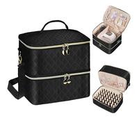 BOHEMIABY Porta Smalti Organizer, Borsa Porta Smalti può Ospitare 40 Smalto Unghie, Scatola da Viaggio Per Smalti, Valigia per Unghie Professionale Mettere Fornetto Unghie Semipermanente (Nero)