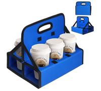 BOHEMIABY Portabevande portatile per 6 tazze, con manico, riutilizzabile, pieghevole, per caffè, vino, lattine, per trasportare in modo sicuro bevande calde e fredde per consegna, asporto, viaggi (blu