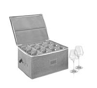 BOHEMIABY Vino Portabicchieri Scatole Trasloco, Impilabile Porta Calici con Partizione, Impilabileporta Bicchieri per 12 Bicchieri da Vino, Flute da Champagne, Guscio Rigido con Finestra per Etichett